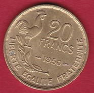 France 20 Francs Georges Guiraud - 1950 - 3 Faucilles - SUP - Autres & Non Classés
