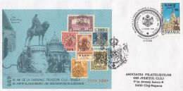 5073FM- CLUJ-ORADEA TEMPORARY STAMPS ISSUES, CLUJ NAPOCA MATTHIAS MONUMENT, SPECIAL COVER, 2000, ROMANIA - Covers & Documents