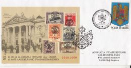 5075FM- CLUJ-ORADEA TEMPORARY STAMPS ISSUES, ORADEA THEATRE, SPECIAL COVER, 2000, ROMANIA - Covers & Documents