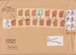 5110FM- POINSETTIA FLOWERS, KEMAL ATATURK, STAMPS ON COVER, 2000, TURKEY - Brieven En Documenten