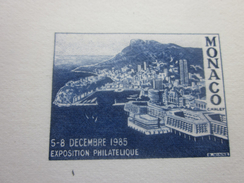 ÉPREUVE-Monaco Expo Philatélique 5-8 Déc 1985 Feuillet Cartonné émis Imprimerie Timbre Poste De France Pliure Voir Scann - Storia Postale