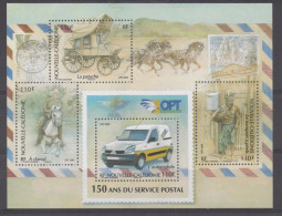 Nelle CALEDONIE - Service Postale En Nouvelle-Calédonie : 150 Ans - La Patache, Postillon à Cheval, Fourgeonette Postale - Blocs-feuillets