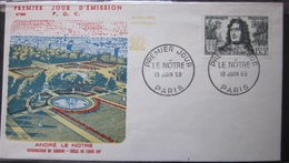 Enveloppe FDC 295 - 1959 - Le Nôtre - Jardin - YT 1208 - Cartas