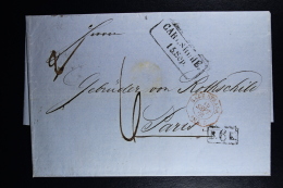 Germany:  Complete Letter Bade  Strasb. -&gt; Carlsruhe -&gt; Paris France 1863 - Vorphilatelie