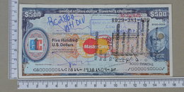 USA 500 DOLLARS  - TRAVELERS CHEQUE MASTER CARD    - (Nº18169) - Chèques & Chèques De Voyage