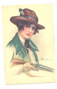 Illustrateur A. BUSI - Femme Au Chapeau Avec Un Fusil De Chasse 1919 (b203) - Busi, Adolfo