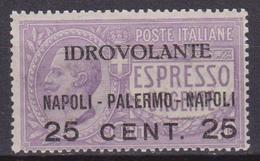 1917 - Italia Regno Posta Aerea Espresso Non Emesso Soprastampato NAPOLI-PALERMO-NAPOLI N.2 MNH - Storia Postale (Posta Aerea)