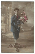 CPA Fantaisie - SAINT NICOLAS - Jeune Garçon Au Bouquet De Fleurs - Ecrite - Saint-Nicholas Day