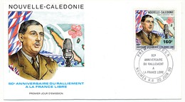 NOUVELLE CALEDONIE -  Enveloppe FDC - 50eme Anniversaire Du Ralliement à La France Libre - NOUMEA 20/06/1990 - De Gaulle (Generale)