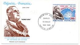 POLYNESIE FRANCAISE -  Enveloppe FDC - Charles De Gaulle - PAPEETE 2/09/1990 - De Gaulle (Generaal)