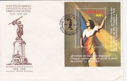 58835- CAMPULUNG MUSCEL HEROES MONUMENT, SPECIAL COVER, REVOLUTIONARY  ROMANIA PAINTING STAMP SHEET, 1998, ROMANIA - Covers & Documents