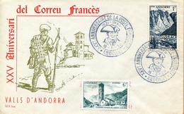 Andorre,FDC 1956;XXVème Anniversaire De La Poste Française - Lettres & Documents