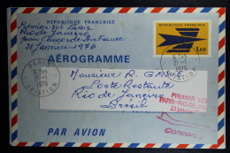 France: Entier : Aérogrammme Concorde Premier Vol Paris -> Rio De Janairo 1976  B1 - Aérogrammes