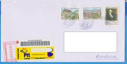 REGISTERED LETTER STAMPS  PERSONALITIES MUSTAFA KEMAL ATATURK ARCHITECTURE TURKEY SENT ROMANIA - Lettres & Documents