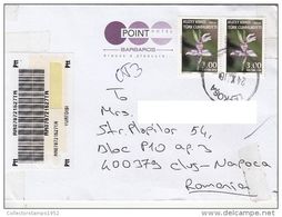 55304- ORCHID FLOWERS, STAMPS ON REGISTERED COVER, 2016, CYPRUS-TURKEY - Covers & Documents