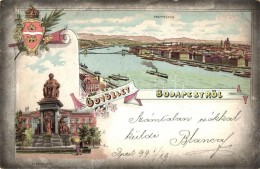 T2/T3 1899 Budapest, Pesti Város, Deák Szobor. Floral, Litho (EK) - Non Classificati