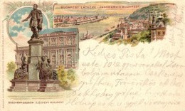 T2/T3 Budapest, Látkép, Széchenyi Szobor, Litho (EK) - Non Classificati