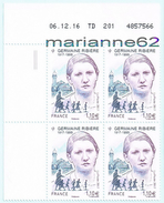 France 2017 TP*4 Coin Daté " Germaine Ribière 1917-1999  " 06.12.16 TD 201 4857566 - 2010-....