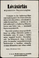 1854 Hirdetmény Lóvásárlás Megszüntetése Tárgyában... - Other & Unclassified