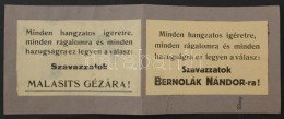 Cca 1922 Szavazzatok Bernolák Nándorra / Malasits Gézára. 2 Felragasztott... - Non Classificati