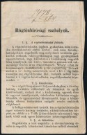 1868 A Rögtönbírósági Szabályok. 10p. A Statárium... - Non Classificati