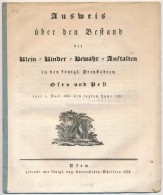 1832 Ausweis über Den Bestand Der Klein-kinder-bewahr-anstalt In Den Königl.Freyständten Ofen Un... - Unclassified