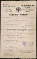 1916 Katonai Nyílt Parancs FÅ‘hadnagy Részére, BélyegzÅ‘vel - Altri & Non Classificati