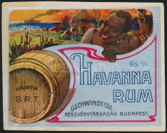Cca 1920 Gschwindt Havanna Rum Italcímke, Litográfia,  8,5x7 Cm - Pubblicitari