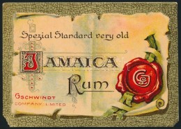 Cca 1920 Gschwindt Jamaica Rum Italcímke, Litho, Sarokhiány, 7x10 Cm. - Advertising