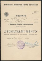 1938 A Budapesti Önkéntes MentÅ‘ Egyesület Bizonyítványa Légoltalmi MentÅ‘... - Non Classificati