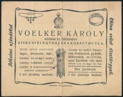 1915 Kiskunfélegyháza, Voelker Károly MÅ±órás és ékszerész,... - Non Classificati