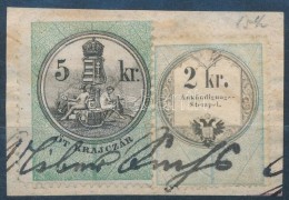 1858 5kr Okmánybélyeg + 2kr Hirdetmény Bélyeg Kivágáson (min. 10.000) - Non Classificati