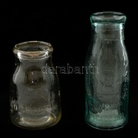 2 Db Joghurtos és Tejes üveg (Budapesti Központi Általános Tejcsarnok Rt.), M: 11... - Glass & Crystal