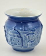 Zsolnay Kék Porcelán Mini Váza, Jelezett, Hibátlan, M: 6,5 Cm - Autres & Non Classés