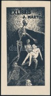 Jelzés Nélkül: Ex Libris, J. Martin. Fametszet, Papír, 11×5,5 Cm - Altri & Non Classificati