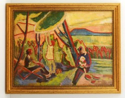 Jelzés Nélkül: Balatoni Idill. Olaj, Karton, Keretben, 43×58 Cm - Altri & Non Classificati