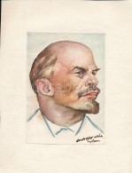 Sostarics Lajos (1896-1968): Nyikolaj Andrejev Után: Lenin, Akvarell, Papír, Jelzett, 17×12 Cm - Altri & Non Classificati