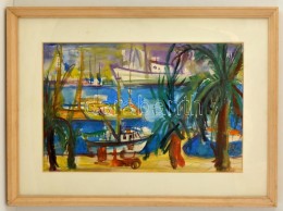 Kováts Nagy Ira (1921-): Split. Akvarell, Papír, Jelzett, üvegezett Keretben, 34×54 Cm - Altri & Non Classificati