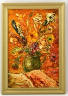 Biró Ferenc (1921-2001): Virágcsendélet, Olaj, Fa, Keretben, 48×30 Cm - Altri & Non Classificati