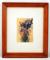 Bach Jelzéssel: Virágcsokor. Akvarell, Papír, üvegezett Keretben, 21×14 Cm - Altri & Non Classificati