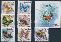 ** 1991 Bélyegkiállítás, Lepke Sor Mi 2373-2379 + Blokk Mi 92 - Altri & Non Classificati