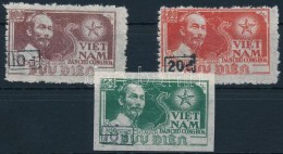 ** 1955 Forgalmi Felülnyomott Sor 3 értéke Mi 18b+19b+21aa - Altri & Non Classificati