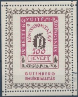 ** 1940/8aa IV. BélyeggyÅ±jtési Propaganda - Gutenberg Emlékblokk (10.000) - Other & Unclassified