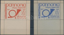 (*) 1937/2ca, 2cb Pannónia Bélyegegyesület Kék és Piros Emlékív... - Other & Unclassified