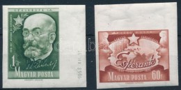 ** 1957 Eszperantó Mozgalom Vágott ívszéli Sor (10.000) / Mi 1488-1489 Imperforate... - Altri & Non Classificati