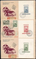 1951 80 éves A Magyar Bélyeg Blokk Sor 3 Db Ajánlott FDC-n - Altri & Non Classificati