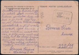 1942 Tábori Posta LevelezÅ‘lap 'CSÁKÁNY' Postaügynökségi... - Altri & Non Classificati