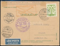 1933 Légi LevelezÅ‘lap A Kronfeld-repüléssel  / Airmail Postcard  With The Kronfeld Flight - Other & Unclassified