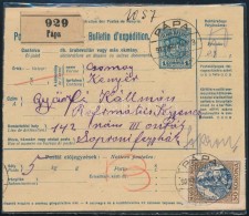 1922 Szállítólevél Koronás Madonna 50K Bérmentesítéssel... - Other & Unclassified