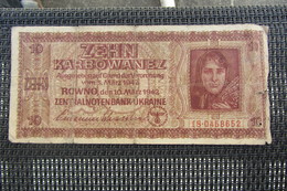 Rare Ukraine  1942  Zehn Karbowanez Occupation Allemande - Oekraïne